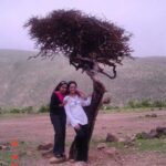 Chandra Lakshman Instagram - @jyotsnaradhakrishnan remember this pic from our Muscat show way back in 2004?😍 So we saw a burnt tree and the cameras dint stop clicking us.. 😀😀 #moongirl #throwback #friends
