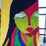 Chandra Lakshman Instagram - Paints,canvas and pleasant afternoons 🎨😍 Acrylic on canvas #moongirl #abstractart #muralaura #canvaspainting #acryliconcanvas #colours Chennai, India