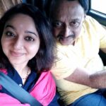 Chandra Lakshman Instagram - Early morning drive with Appa dearest..😘 Trichy here I come!! Have a great weekend 💖 #moongirl #abrandnewday #positivevibes #earlymorningdrive #eventtime #temples