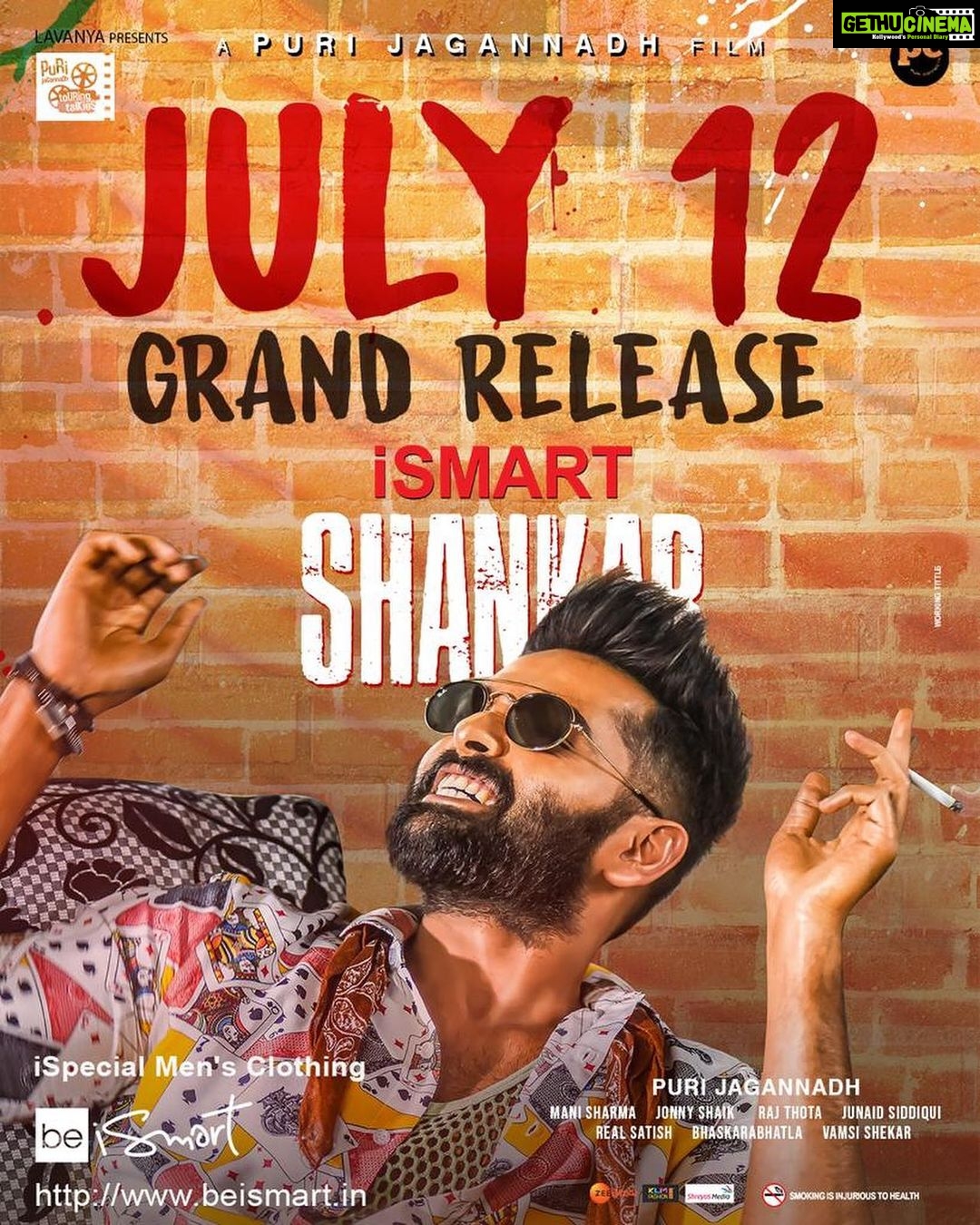 Charmy Kaur Instagram - Meet Mr. Double Dimaak Hyderabadi @ram_pothineni in theatres On July 12th. Also checkout iSpecial men’s clothing on www.beismart.in @purijagannadh #ISmartShankar #ISmartShankarOnJuly12 @nidhhiagerwal @nabhanatesh @puriconnects #PCFilm