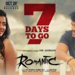 Charmy Kaur Instagram – 7 Days to go !🤩

#Romantic 💖 Rolling out in Theatres to engulf in ROMANCE 🔥

Pre release event Today from 5PM onwards in Warangal! 

@actorakashpuri @ketikasharma @meramyakrishnan 
#PuriJagannadh 
@anil.paduri #SunilKashyap 
@vish_666 @junaid.editor  @jonnyshaikartdirector @uttejartiste @meesunaina @deviyyani @temper_vamsi @raviawana @nareshkancharana
@puriconnects #PCfilm @haashtagmedia @ursvamsishekar 
#RomanticOnOCT29th💥