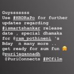 Charmy Kaur Instagram - ‪Guysssssss ‬ ‪Use #HBDRaPo for further updates regarding #ismartshankar release date , special dhamaka for @ram_pothineni ‘s Bday n many more .. ‬ ‪get ready for sum fun 🤗‬ @purijagannadh @PuriConnects #PCfilm‬