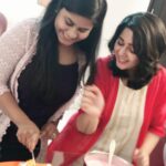 Charmy Kaur Instagram – How cud I have missed making u cut ur Bday cake my sis in law 😛😛 .. belated #happybirthday @sabby_2122 .. @mithimax dude ur wife is getting older 😛😛😛😁😁