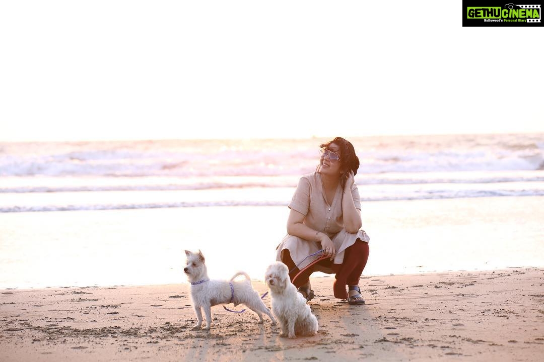 Charmy Kaur Instagram - Beaches with my babies 😂 #pets in goa .. #shooting #ismartshankar #romantic #PCfilm @purijagannadh @puriconnects
