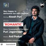 Charmy Kaur Instagram - #Repost @taranadarsh with @get_repost ・・・ After #Mehbooba, Akash Puri’s next is #Romantic [#Telugu film]... Directed by newcomer Anil Paduri... Akash’s father - well-known director Puri Jagannadh - has penned story, screenplay and dialogue... Puri and Charmme Kaur are producers... Official announcement: Hyderabad