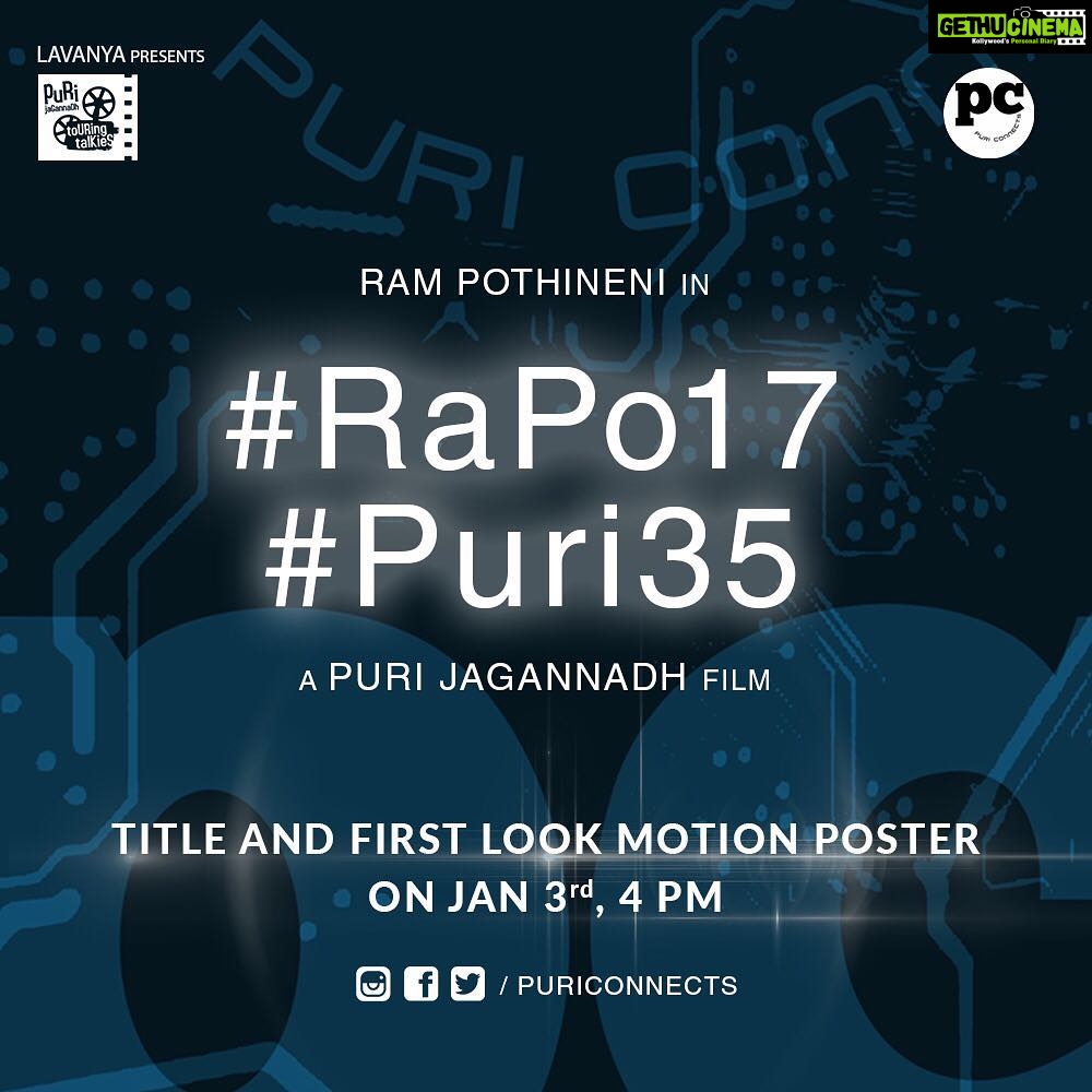 Charmy Kaur Instagram - Get ready for this one coming tomorrow 3rd jan at 4 pm π€ title n 1st look motion poster launch π₯³ Feast from the beasts π#RaPo17 #Puri35 #PCfilm @ram_pothineni @purijagannadh @puriconnects Puri Connects