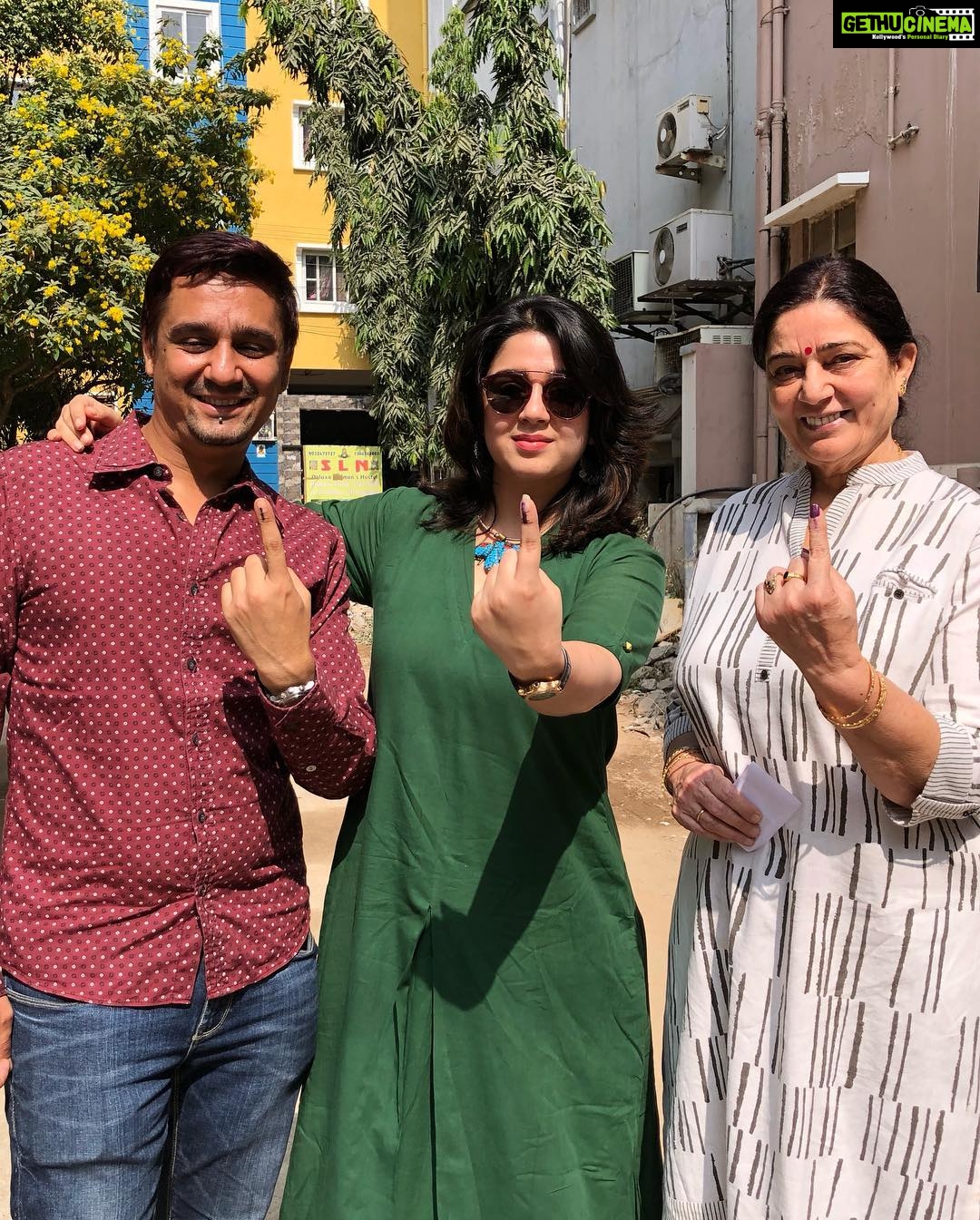 Charmy Kaur Instagram - We did our bit #telanganaelections2018 @mithimax bro n mom .. Hyderabad
