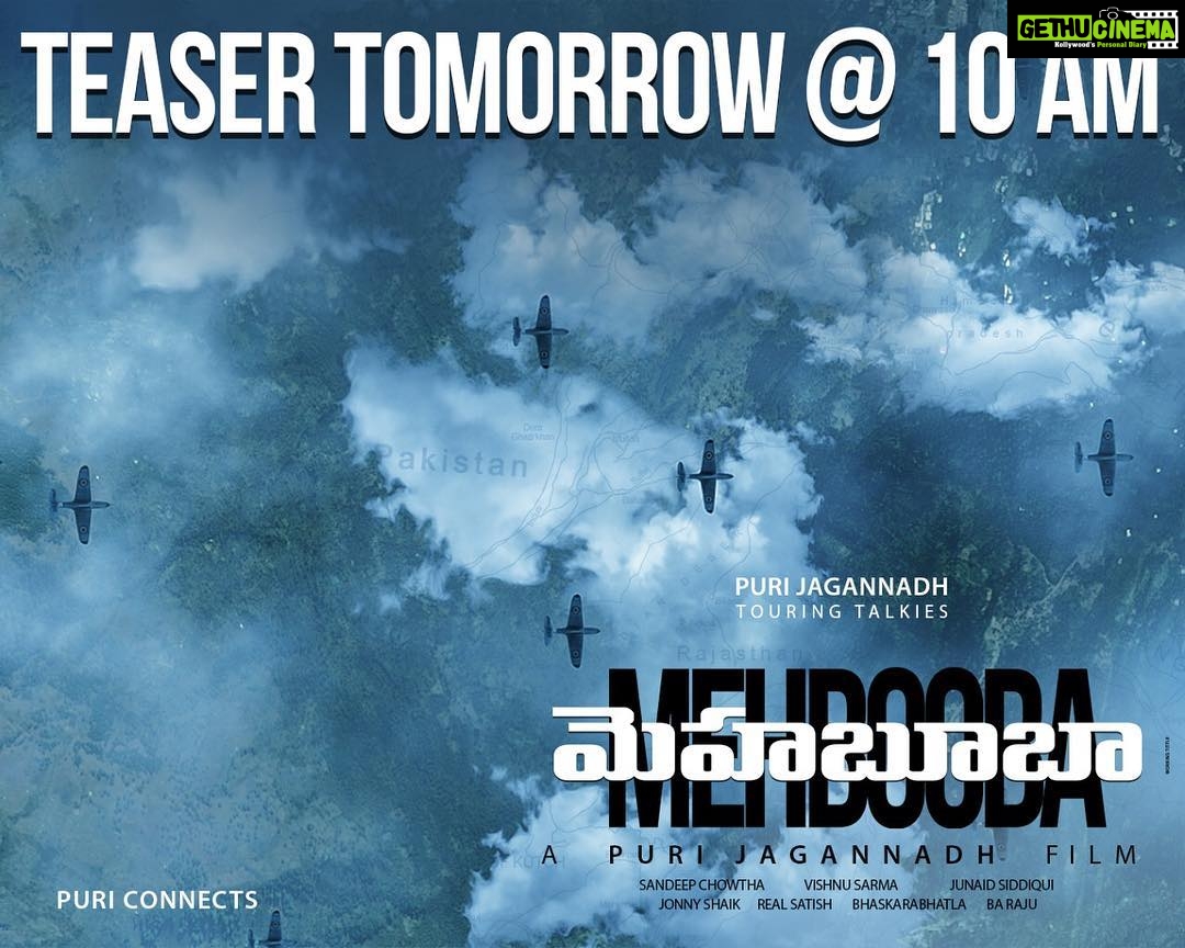 Charmy Kaur Instagram - #MehboobaTeaser at 10 am tomorrow.. 👍🏼 stay tuned #PCfilm ❤️ @purijagannadh @thefilmmehbooba @actorakashpuri @puriconnects @vishnu_sarma @jonnytheanimator @anil.paduri @vishu___reddy @junaid_editor @shaykhjunaid31 @iamnehashetty 