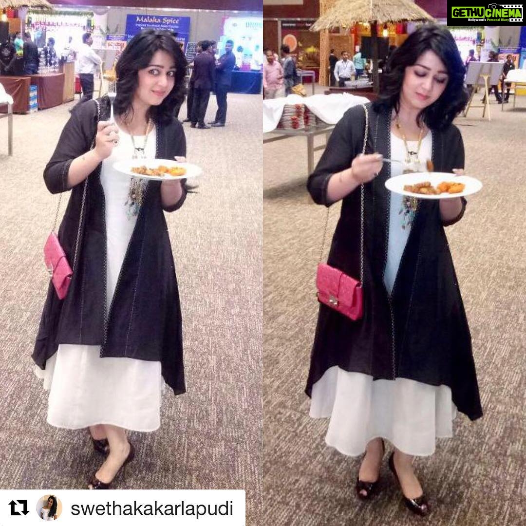 Charmy Kaur Instagram - Thank u soooo much πππ#Repost @swethakakarlapudi with @get_repost γ»γ»γ» CHARMing charmiπ# knock out in Black n White @charmmekaur @storeanonym π n jewellery @louisvuitton shoes π @dior bag @Times food awards# styled by swetha kakarlapudi HITEC City