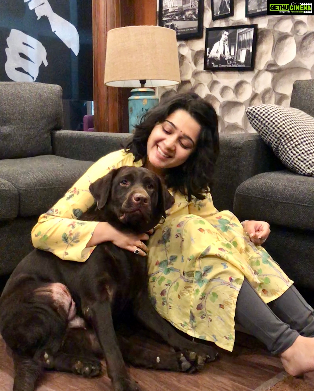 Charmy Kaur Instagram - My fav work mate 😘 #Pablo #PCpet #MyBaby #PC @PuriConnects #Mehbooba work in progress ❤️ Hyderabad
