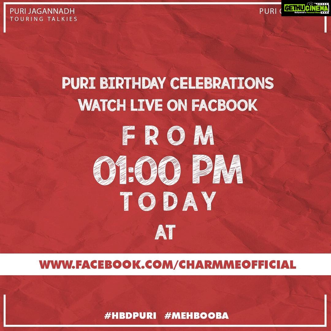 Charmy Kaur Instagram - #MEHBOOBA ❤️ Watch @purijagan's Birthday Celebration LIVE from #Cave 👉 goo.gl/DZDsRw @purijagannadh @thefilmmehbooba @ActorAkashPuri @iamnehashetty @sandychow44 @puriconnects #HBDpuri 😁#PCfilm