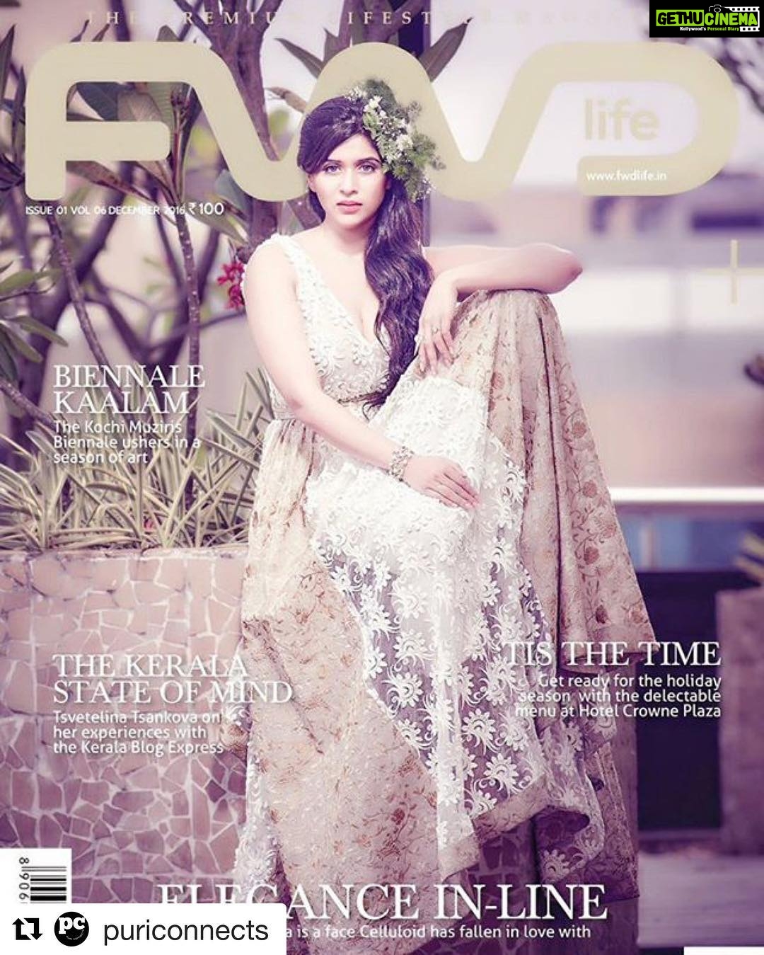 Charmy Kaur Instagram - Pretty pretty πππ» #Repost @puriconnects with @repostapp γ»γ»γ» Our gorgeous & stunningly beautiful girl @memannaraworld on the cover page of #FWDmagazine #December2016 issue! #PCgirl #PuriConnects 's talent!ππ