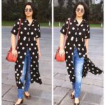 Charmy Kaur Instagram - #Repost @geetikachadhaofficial with @repostapp ・・・ @CharmmeKaur playing it casual with this chic airpot look! Jacket - #Translate, @ikatindia Jeans - @zara Bag - @burberry Footwear - @ferragamo #polkadots #polkalove #casualchic #gowiththeflow #airportlook #tornjeans #styledbygeetika