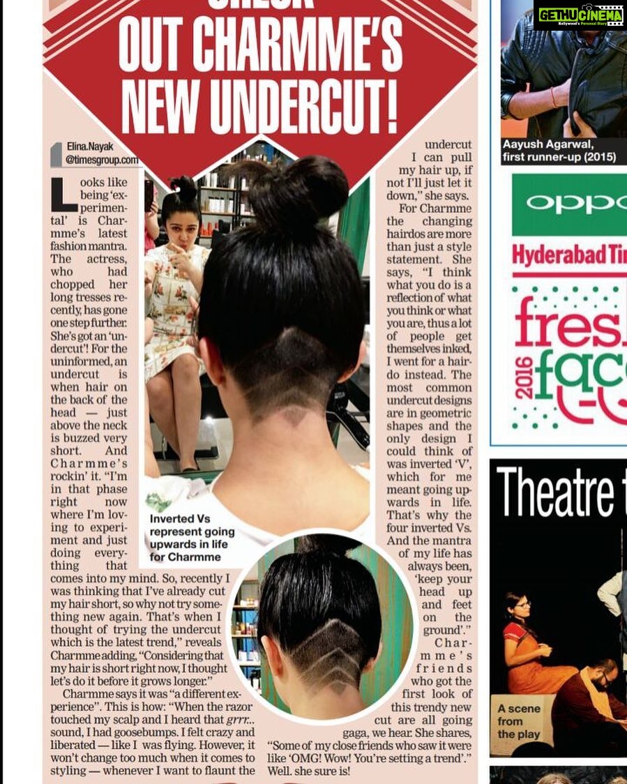 Charmy Kaur Instagram - Yeah .. my new crazy look .. #undercut ๐ค๐ปthanks @timesofindia ๐๐ผ thanks @laila_9000 for this crazy cut ๐ #miraclesalon #crazy #proud #feelingNew #liberated #freedom