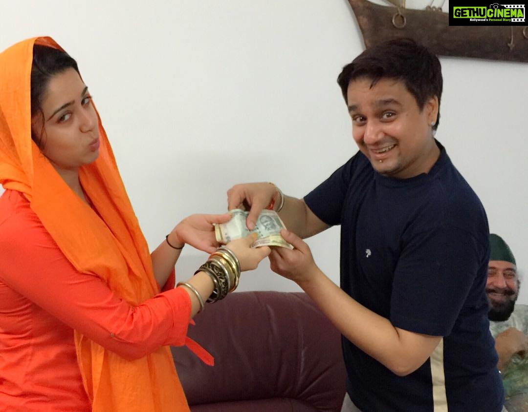 Charmy Kaur Instagram - : Happyyyyyyy raksha bandhan 😛😛 This is d only day he behaves like my BIG BRO (which he is actually 🙈) 😛😂