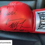 Charmy Kaur Instagram - Posted @withregram • @puriconnects Personally autographed by legend @miketyson 🥊 For boss #Purijagannadh n boss lady @Charmmekaur✨ This is surely going to be treasured forever 🥰 #LIGER #ShootInUSA