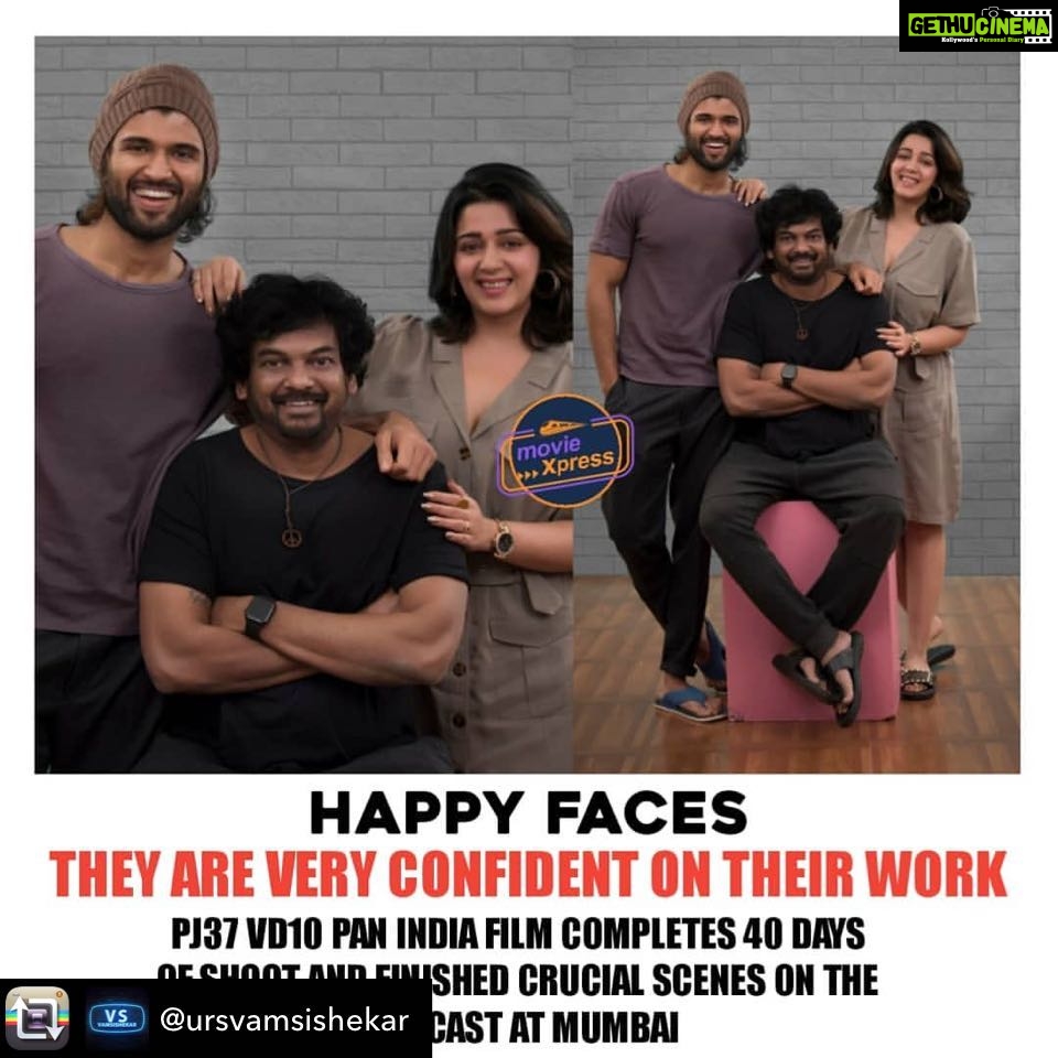 Charmy Kaur Instagram - Repost from @ursvamsishekar using @RepostRegramApp - Happy faces #VD10 #pj37 #PCfilm @thedeverakonda @charmmekaur @purijagannadh