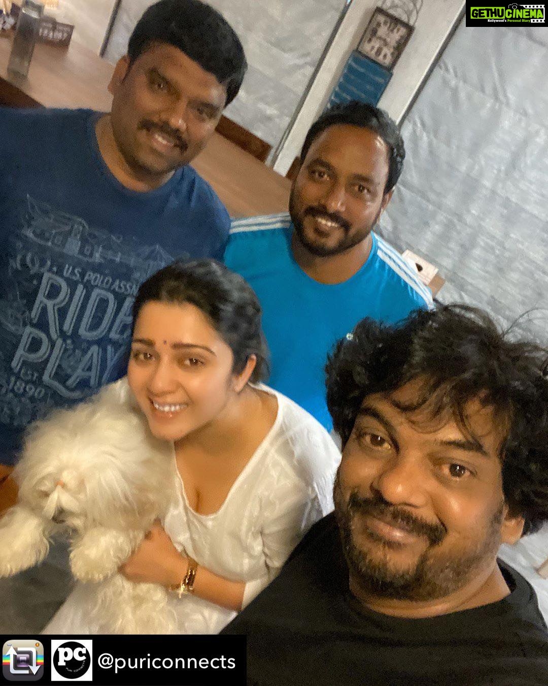 Charmy Kaur Instagram - Was fun having u over 🤗 Repost from @puriconnects using @RepostRegramApp - Our P R O @ursvamsishekar with our boss @purijagannadh and boss lady @charmmekaur at our Mumbai office ADDAA 🤟🏻 #PJ37 #VD10 #PCfilm ❣️