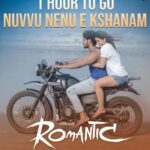 Charmy Kaur Instagram - 1 Hour to Go for #NuvvuNenuEkshanam video song from #Romantic. Written by @purijagannadh ‪Starring @actorakashpuri & @ketikasharma Music #SunilKasyap ‪Directed by @anil.paduri ‪A @purijagannadh @charmmekaur Production.‬ @puriconnects #PCfilm