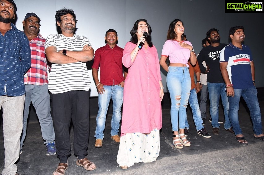 Charmy Kaur Instagram - 2 Nd week , mid week .. fulls fulls fulls 🤩🤩 U guys r unbelievably amazing 😘😘😘 Sircilla Vimal theatre n kamareddy Shanti Theater coming to u today #successtour #ismartshankar ISMART BLOCKBUSTER 💪🏻 Karimnagar, India