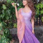 Eshanya Maheshwari Instagram - Happiness is the richest thing We will ever own..💜🌸 Outfit @ambraee_ . . #simplicity #nature #beauty #smile #happiness #indian #dress