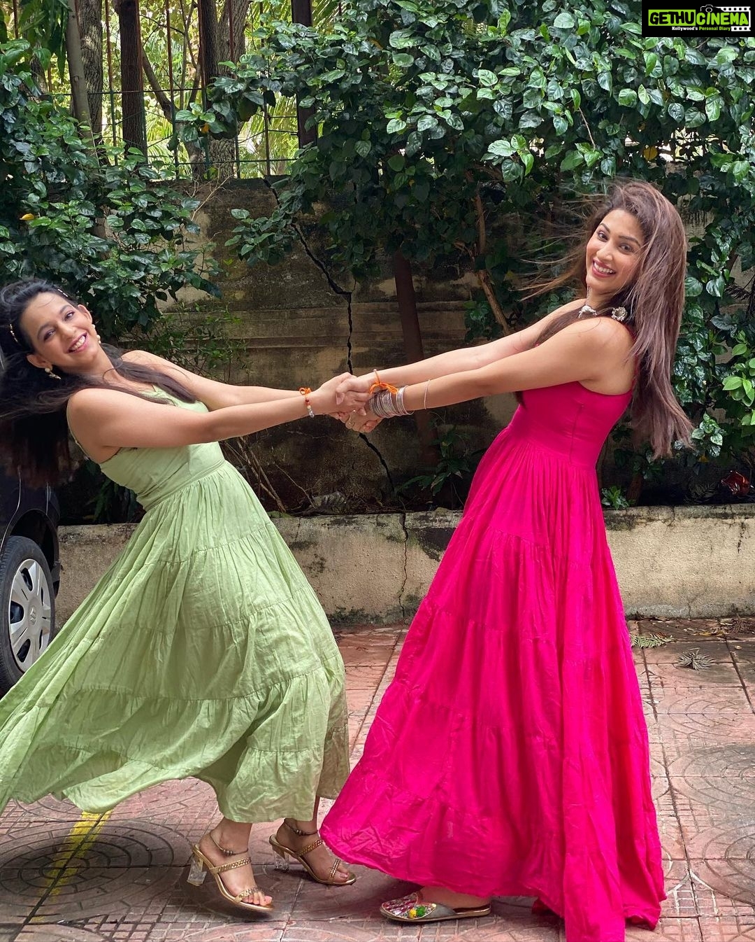 Eshanya Maheshwari Instagram - Cheers to our beautiful and crazy bond ππ€ @bhavikam91 all my life you have been there. You picked me up when I was down. You encouraged me when I had doubt. And you always loved me even when I piss you off π thank you my dear sister for everything ππ€.... Yes itβs lucky to have a brother But itβs a blessing to have a sister who protects like a brother, loves like a mother, cares like a father and spoils me like a Bestie Blessed to have you @bhavika1091 in my life πππ€β€οΈ You are the best gift from god to me love you π β€οΈ I need you in my life always , lotβs of love from your irritating, cute and most talented little sister π€£π β€οΈ happy Raksha Bandhan to you and everyone π€π . . Outfits by - @ambraee_ #rakshabandan #bondforlife #sisters #rakhibond #twinning #π #rakhi #sisterlove