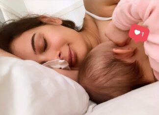 Evelyn Sharma Instagram - If you’re wondering why I post photos of me breastfeeding, it’s because it’s my whole life right now. 👼🏻 It’s a full time job with a lot of extra hours and sleepless nights. But your payment is a happy and healthy baby 🥰 which is all you want as a mommy. 💯 I don’t exclusively breastfeed though. My baby girl needs a little top up once in a while and mommy a hot bath while daddy takes over! 🍼 #happymommy #happybaby #breastfeeding #babynutrition #besttimeofmylife