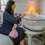 Evelyn Sharma Instagram - Thank you for this magical #Mamaroo sleep bassinet @4moms_aus @theamazingbabycompany ❤️ It’s such a relief to see our little Ava finally sleep better.. and longer! Yay 🥰 at only two month old she now often hits 8 hours of sound sleep at night already! 👼🏻😴 #bliss #motherhood #4momsaus #mamaroosleepbassinet #theamazingbabycompany #sleepforbaby #sleepformommy #sponsored