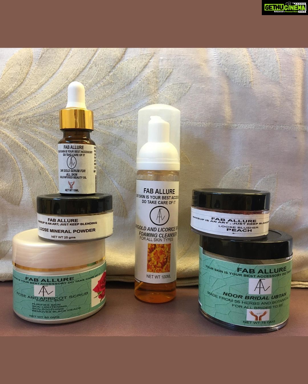 Falguni Rajani Instagram - Hello friends Recently I came across one skincare brand @fab_allure Products are cruelty free,paraben free and vegan. I recieved from them few products 👇 💫Loose mineral powder in shade IVORY this is organic and in yellow tone. 💫Loose blusher in shade PEACH giving a natural shade on your cheeks ,again it is organic and chemical free. 💫 Marigold and licorice foaming splash is a foaming cleanser for all skin. facewash suits on all skin and removes excess oil without leaving your skin over dry 💫 Rose and apricot scrub makes your skin blemish free and glowing. 💫Noor bridal ubtan is a mask as well as a scrub. Making your skin glow like a bride. 💫24k Gold serum ,the beauty oil infused with gold is best product to pamper your skin. You can buy this products from there website www.faballure.moreall.in Follow @fab_allure for homemade organic products.