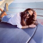 Gajala Instagram - Partial sunbathing🌞 . . #gajala #gazala #sunbathing #sea #yatch #smile #white #rayban