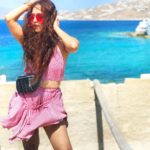 Gajala Instagram - Took a deep breath, staring at the shores of Mykonos with the scenic coves and the golden sand beaches . #mykonos #gazala #telguactress #telugugirl #gajala Mykonos, Greek Islands