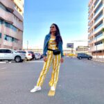 Gajala Instagram - And Whr ever she stood, she stood Tall..! . Outfit : jacket @zara jumpsuit @sheinofficial Shades : @vogueindia Bumbag : @bershkacollection Pic by : @dhiraj.shetty21 #dubai #travel #selfmusing #gajala #gazala #stripes #fashionista #vogue #shadesvogue #zara #shein #standtall