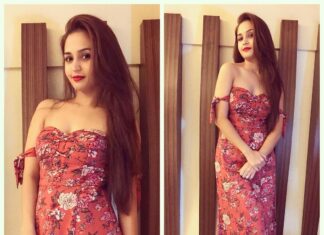 Gajala Instagram - Just! ❤️ #colours #longdress #offshoulder #house #red #birthday #blessed 😍