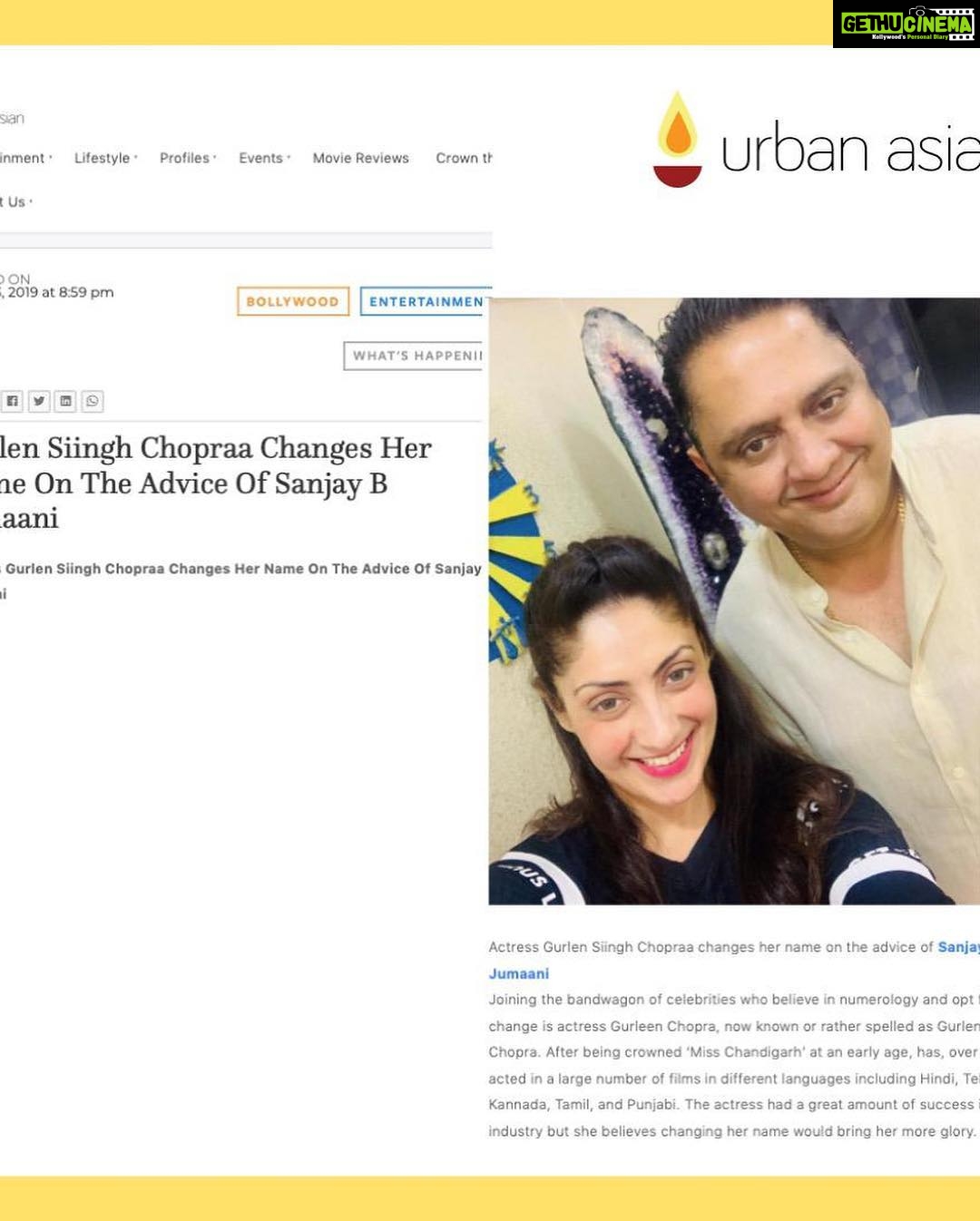 Gurleen Chopra Instagram - Thank you so much Sanjay ji ππ» for giving me new life ... with new number (6) //My journey from Gurleen to Gurlen// I am very thankful to @sanjaybjumaani for suggesting me a new name as well as few ideas to follow in daily life. I am so happy to announce my new name which is Gurlen, I hope you'll will love my new name π I have also changed my contact number, if you want to contact me please DM here or on FB. Thanks @mayapurimagazine @thetimesofindia @urbanasian @bolly.com for featuring me π Mumbai, Maharashtra