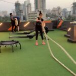 Gurleen Chopra Instagram - Battle rope training in our new open crossfit training area... experience the new waves gym💪🏻....#stayfit #stayyoung #staycute... Waves Gym