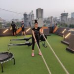 Gurleen Chopra Instagram - Battle rope training in our new open crossfit training area... experience the new waves gym💪🏻....#stayfit #stayyoung #staycute... Waves Gym