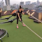 Gurleen Chopra Instagram - Battle rope training in our new open crossfit training area... experience the new waves gym💪🏻....#stayfit #stayyoung #staycute... Waves Gym