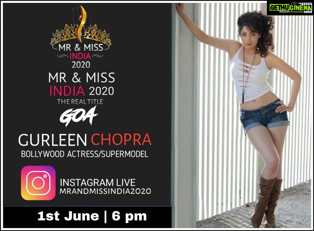 Gurleen Chopra Instagram - See you tom live on Instagram 6pm with mr & miss india 2020 ...