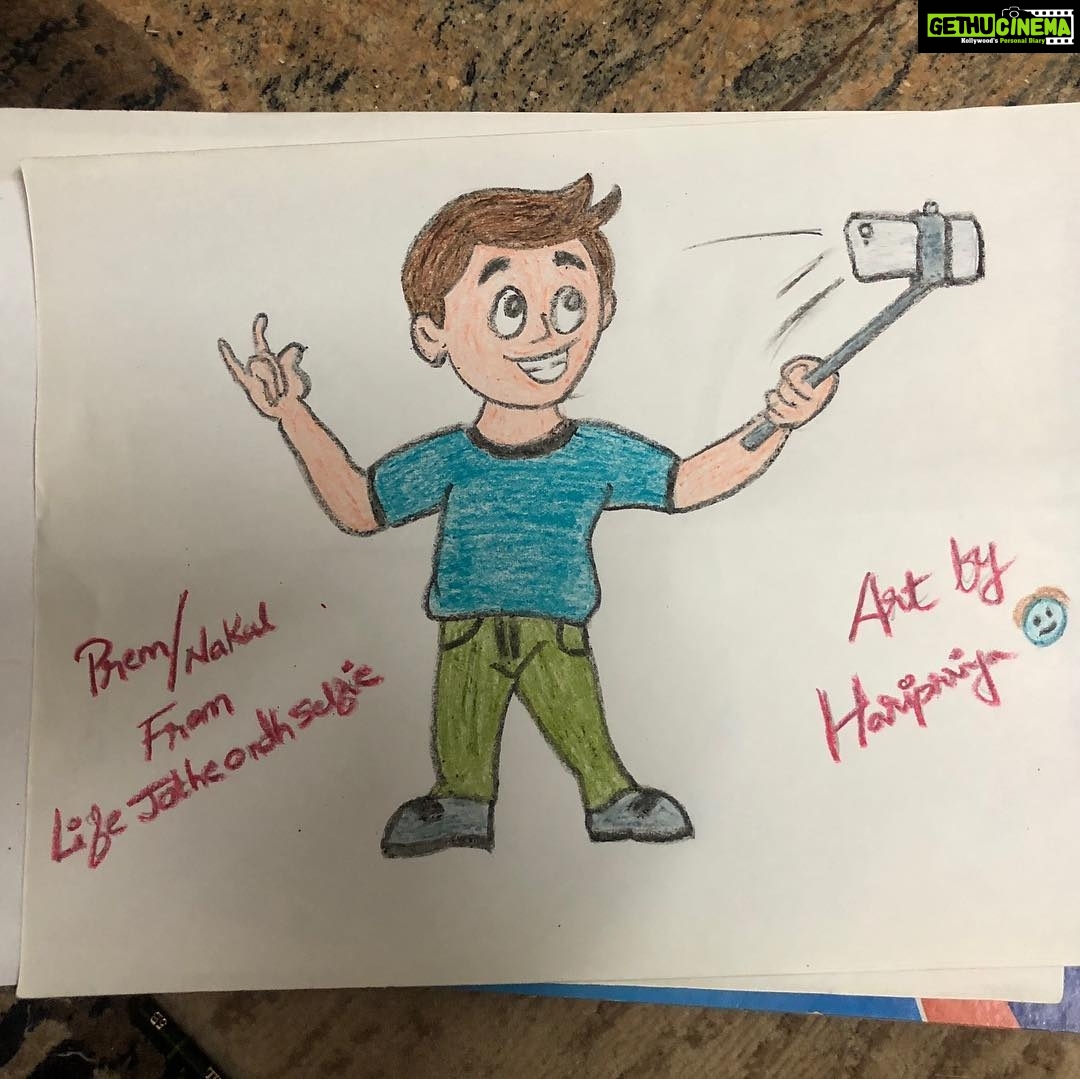 Hariprriya Instagram - In between #Lifejotheondhsefie promotions, this morning I drew Prem/ Nakul taking selfie 😬 Keep sending your sketches using #LifeJotheOndhSelfie 😍 Releasing tomorrow ❤️