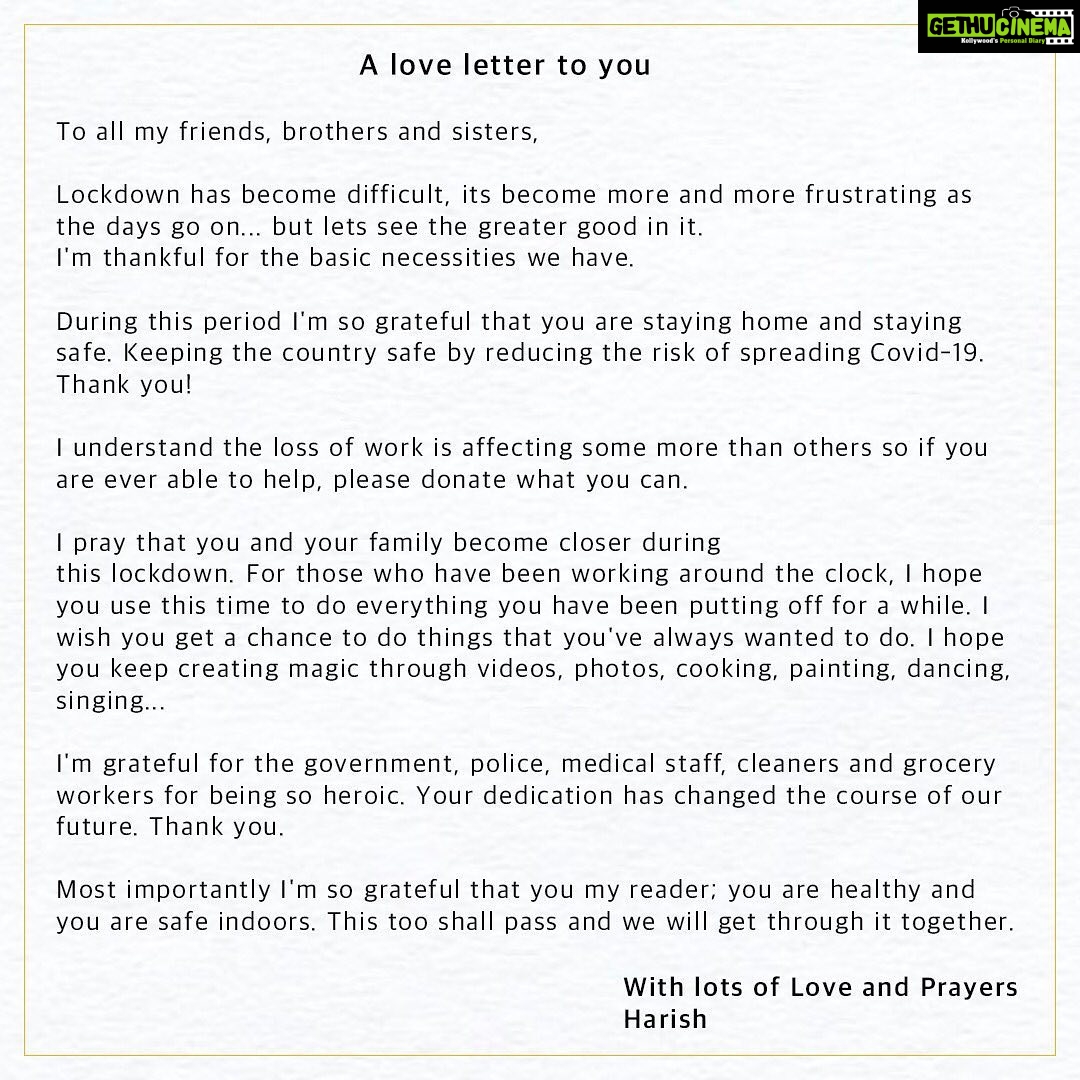 Harish Kalyan Instagram - A love letter to you, Harish