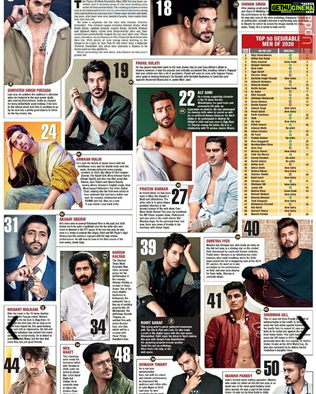Harish Kalyan Instagram - No.34 At the pan india level #TimesOfIndiaMostDesirableMen2020 Thanks for this honour @timesofindia ! Humbled & grateful for this. Thank you everyone for this. Godspeed 🤗❤️