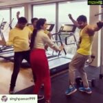 Harshika Poonacha Instagram - And this happened, The biggest superhit song or rather called the anthem of Bhojpuri cinema sung by my very own costar @singhpawan999 was recalled this way , So much fun with my coolest team ❤️ Posted @withregram • @singhpawan999 After 5 hours of Nonstop Heavy Workout , Here goes Lollypop masti in the gym with my new heroine @harshikapoonachaofficial . #Gym #lollipop #pawansingh #london London, United Kingdom