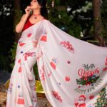 Harshika Poonacha Instagram - I fall in love with myself everytime I see these pics 😍 Awwww❤ I look so good in a saree 🙈 . . . . . Merry Christmas concept Designer @laxmikrishnaofficial MUH @makeoversbyamitha_lekha PC @arunkummar_portraits Bangalore, India