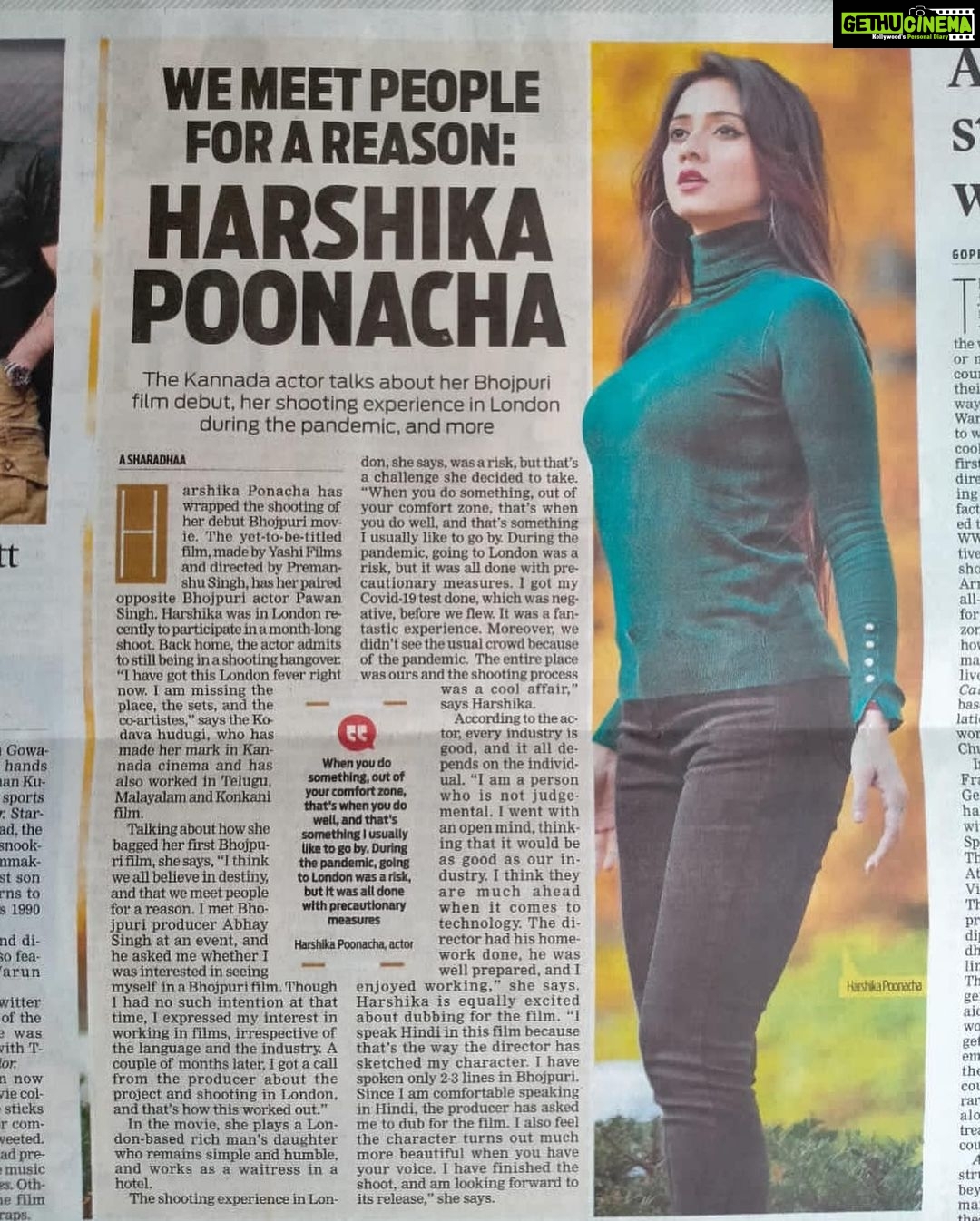 Harshika Poonacha Instagram - Stand tall and the world will look at you ❤️ . . . . Thankyou @a_sharadhaa_ ma’am for this lovely article ❤️ Thankyou @indianexpress @xpress_bengaluru 😇 Bangalore, India