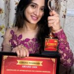 Harshika Poonacha Instagram - Came back to India with a Beautiful Surprise ❤️❤️❤️ I’m Deeply humbled and privileged to be receiving the prestigious Corona Warriors Award 2020 . This award was dedicated mainly to doctors and Police department who worked day and night to save innocent people’s lives during the pandemic. I’m touched and honoured that the dignitaries chose me to be a part of this delegated list . I worked without any expectations, But when our little work is recognised , it does feel good . Thankyou for the love and I shall promise to keep the good work coming 🙏🙏🙏 Let’s stay with each other and stand up for each other 😇 Jai Hind Bangalore, India