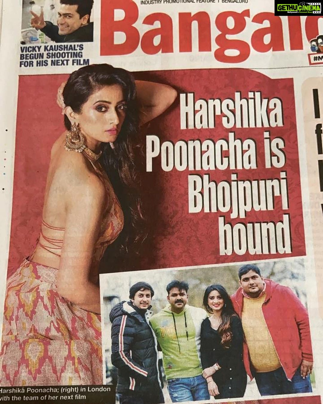 Harshika Poonacha Instagram - My life has been a rollercoaster ride since 2 years, I’ve been through many ups and downs, Mostly downs . Still not overcome my Pappa’s lose and It’s been very tough for me and mom. I’m working and I’m back to sets after 1 and 1/2 years . I thank each one of you who kept me in your prayers , and supported me during our rough times. With all your love and blessings, I’m here debuting into a new industry that is #Bhojpuri industry, Please keep your support coming 🙏 After Kannada,Tamil,Telugu,Malayalam,Kodava,Tulu,Konkani , This will be the eighth language i will be featuring into , Feels good ❤️ My heartfelt thanks to @sunayanasuresh for this lovely article, I’m seeing myself on @bangalore_times after a very long time . Well, I did not have anything great happening to share till now . Now this is a new beginning and I’ve got back to work and I feel my Pappa has become my Gaurdian Angel and will keep guarding me from now on . Once again I thank each one of you from my Family , friends and well wishers who have been there for me 🙏 London, United Kingdom