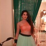 Harshika Poonacha Instagram - Life is too short to dress up boring ❤❤❤ #princess 👸 feels 😘 Thanks to my sweetheart @aaditishenoy for clicking such lovely pics 😘😘😘 Wearing this gorgeous @hatioralabel ❤ #Darshanlikhitasangeet ITC Gardenia, Bengaluru