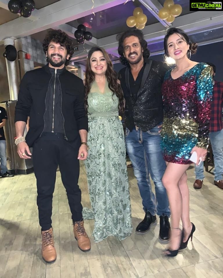 Harshika Poonacha Instagram - With the most gorgeous couple of our industry β€β€β€ Happy Birthday to the queen of gorgeousness @priyanka_upendra maam πππ Lots of love β€ @nimmaupendra sir @bhuvann_ponnannaa_official JETLAG