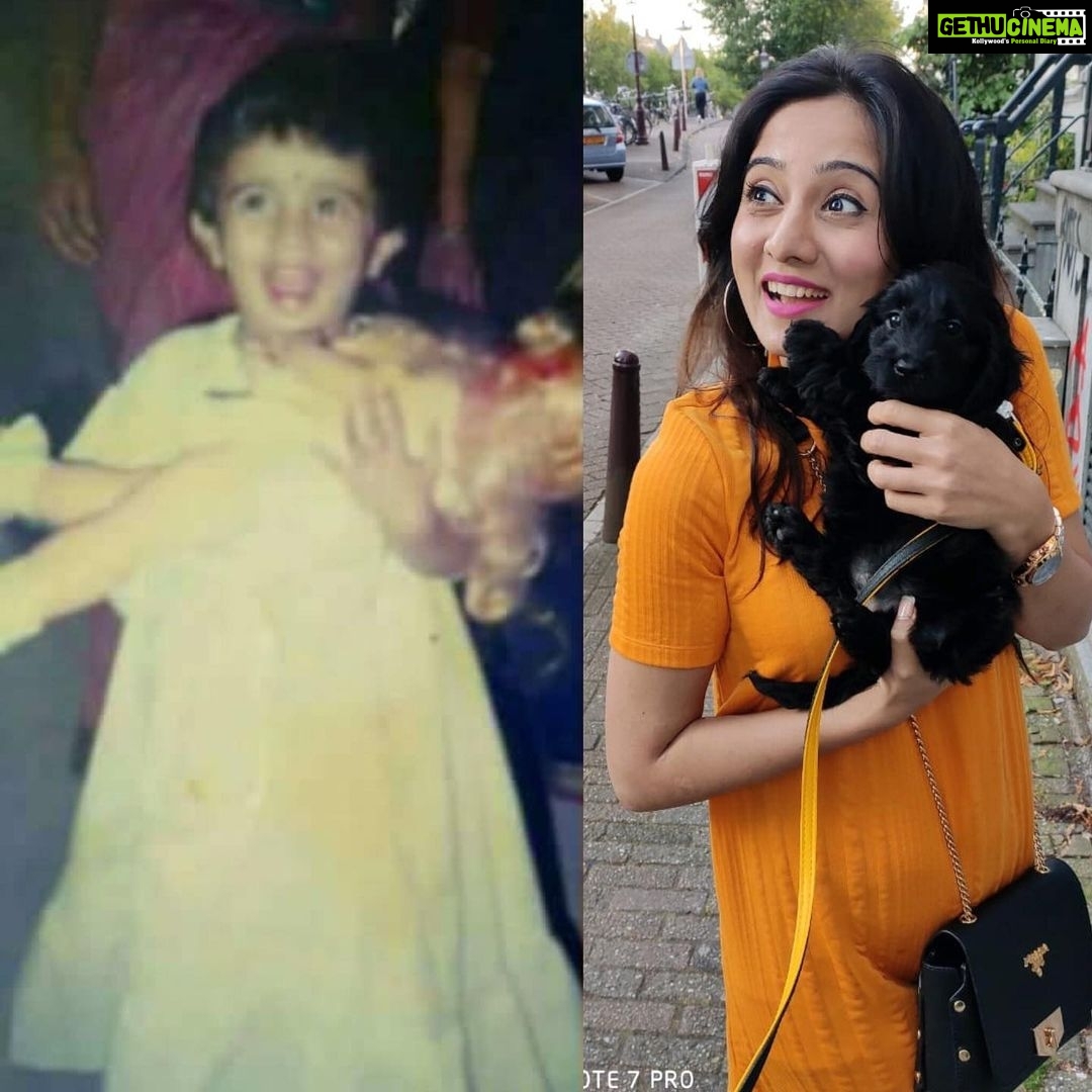 Harshika Poonacha Instagram - There was a time when dolls made me happy,Now puppies do ❤️❤️❤️ And the excitement in my face remains the same 🥰 Always keep the child in you alive 😘😘😘 ನಾವು ಎಷ್ಟೇ ದೊಡ್ಡವರಾದ್ರು ,ನಮ್ಮ ಒಳಗಿರುವ ಮಗುವನ್ನು ಹಾಗೆ ಇರಿಸಬೇಕು 👼 #childhoodposechallenge #harshikapoonacha Gonicoppal, India