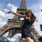 Harshika Poonacha Instagram - Throwback to my happy jumping times ❤️❤️❤️ Paris Tour Eiffel HAPPY PLACE